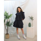 Floria shirring skirt (navy) (6656432767094)