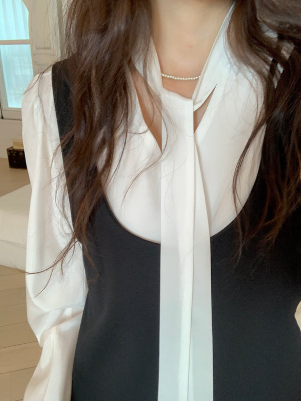 silk ribbon tie blouse