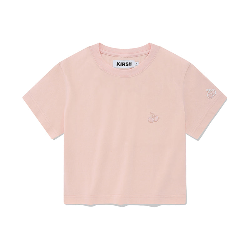 スモールチェリークロップ丈のTシャツ／SMALL CHERRY CROP T-SHIRT [SALMON PINK]