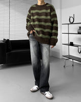 オウンウェイルストライプモヘアニットウェア/OWN Weil Striped Mo hair knitwear (2 colors)