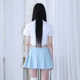 1 0 デニムプリーツスカート / 1 0  denim pleated skirt - LIGHT BLUE