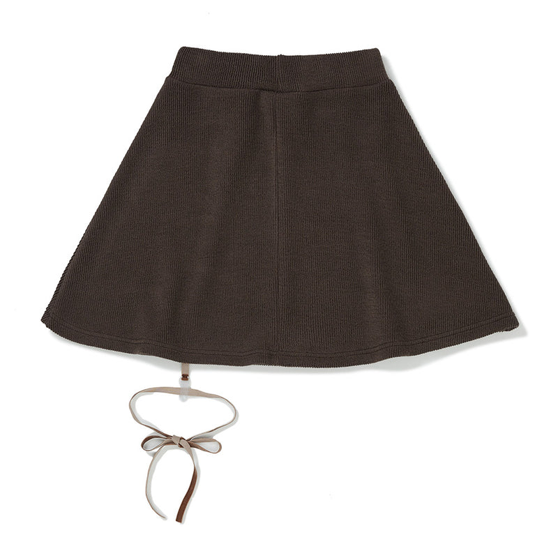 Haley Ribbon Knit Skirt [BROWN] (6638399979638)