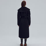 Big collar handmade coat - Black (6674916442230)
