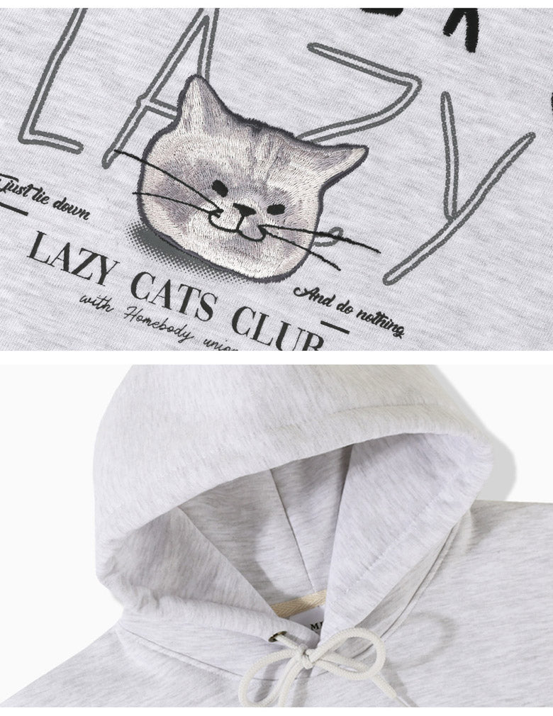 AMBLER 男女共用 Lazy day of cats オーバーフィット フード Tシャツ AHP1106
