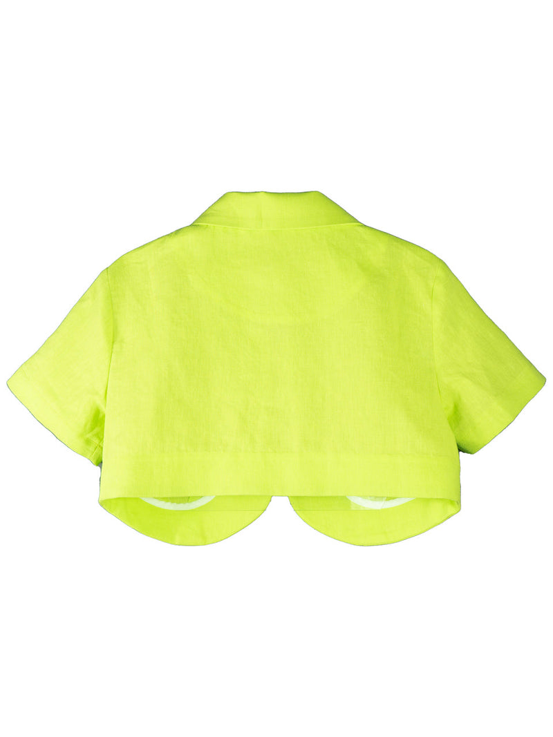 ビスチェ ジップアップ シャツ / Bustier Zip-up Shirt (lime green / platinum white)