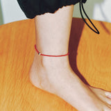 SILVER BALL ANKLET RED