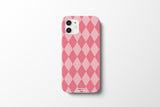 (マット) アーガイルチェックフォンケース / (matte) pink argyle check Phone Case