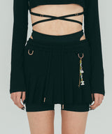 ローライズスウェットプリーツスカート / Low-rise Sweat Pleated Skirt (black)