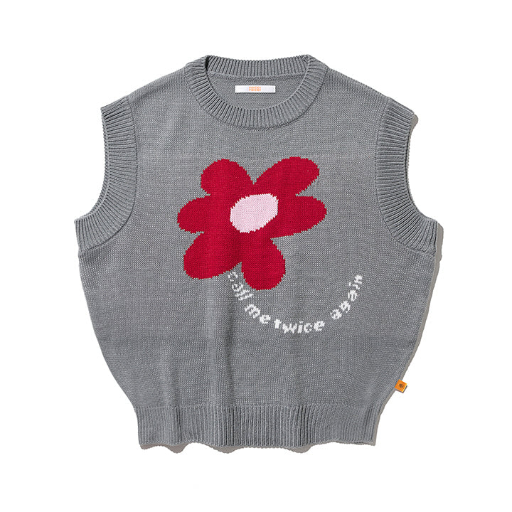Flower Crop Knit Vest (6535260242038)