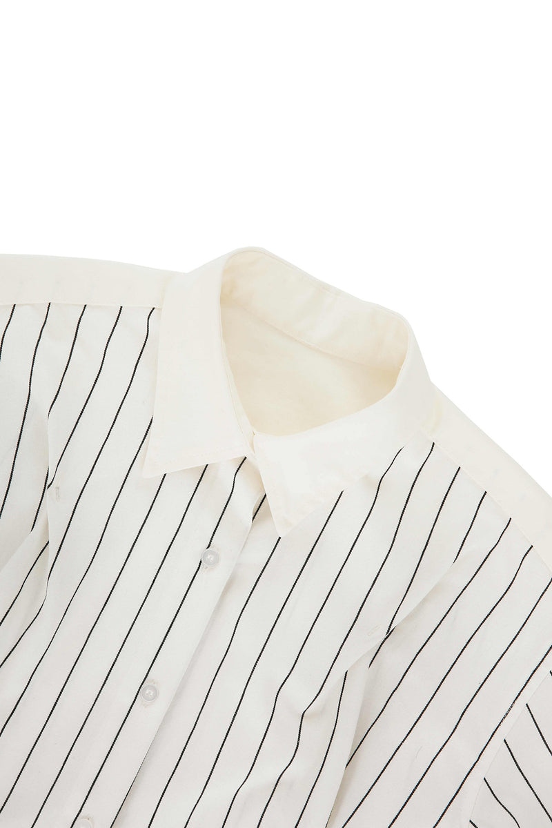 DOZI - Pinched Stripe Oversized Shirts _ Ivory
