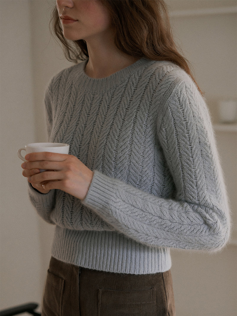 Cable round wool knit (6635905187958)