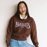 [Call Me Baby] Babies Logo Cropped Sweatshirts (Brown) /  ベビーロゴクロップマンツーマンTシャツ (Brown) (6627485188214)