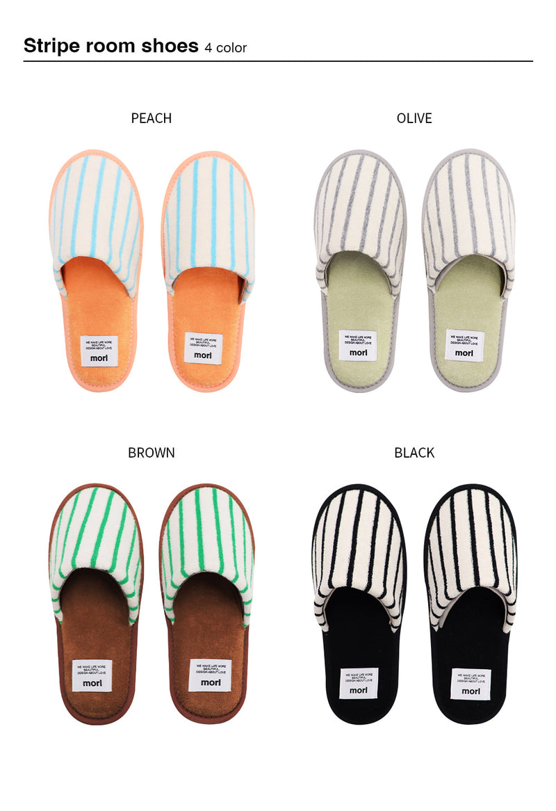 ストライプルームシューズ / Stripe room shoes (4design)