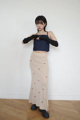 チェリー刺繍入りロングスカート / Cherry Embroidered Long Sk (2 colors)