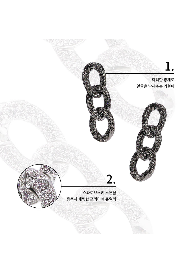 [BLACKLABELl]PONDEL cubic chain earring (6582451699830)