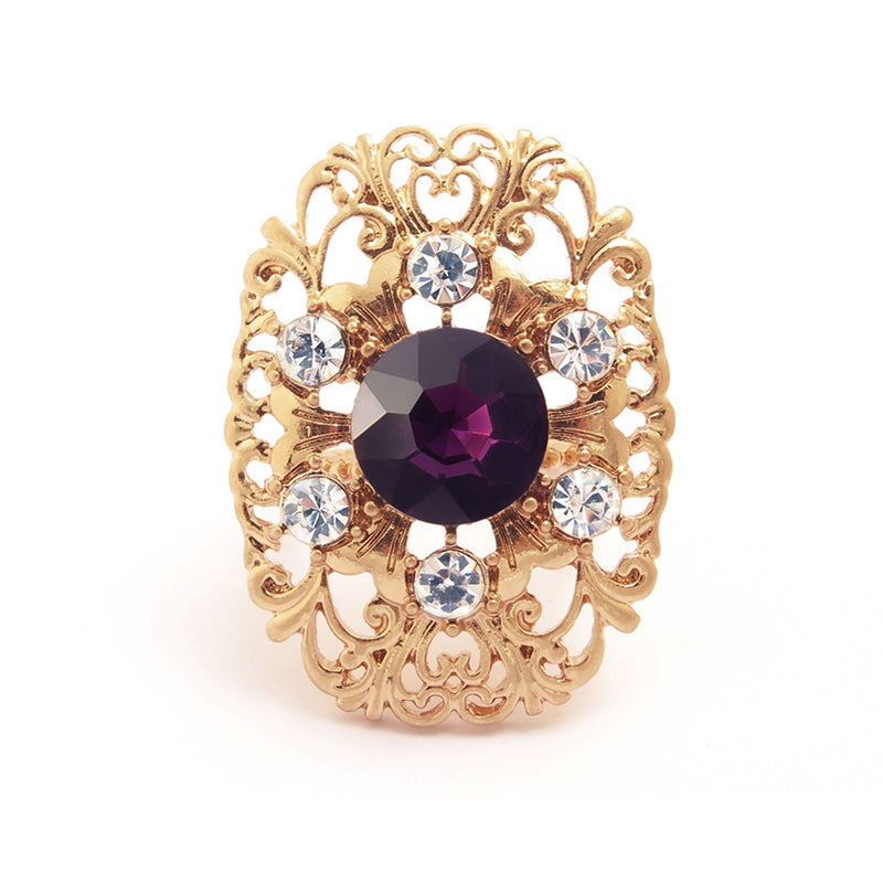 blooming purple stone ring (6571415306358)
