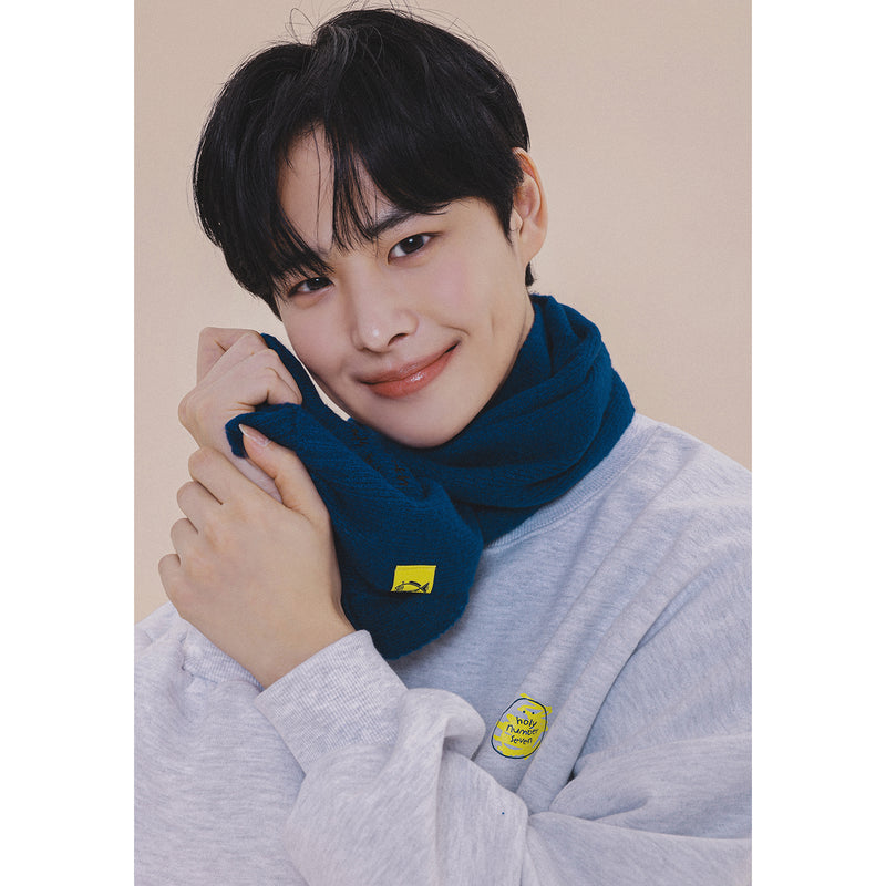 HOLYNUMBER7 X CHOI BYUNGCHAN LETTERING EMBROIDERY MUFFLER_BLUE