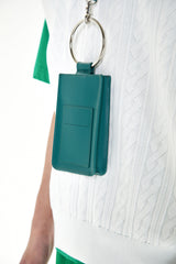 ネックレスレザーバッグ/Necklace leather bag (Teal green)