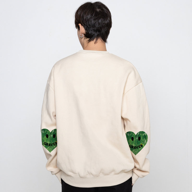 エルボーリーフスマイルハートスウェットシャツ/Elbow Leaf Smile Heart Sweatshirt