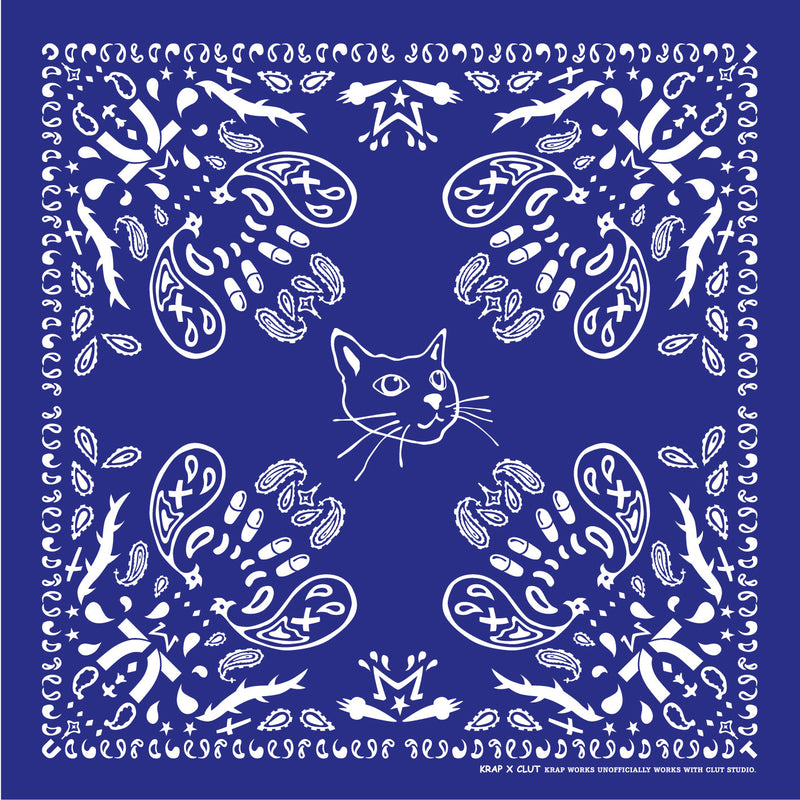キャットペイズリーバンダナ / 1 2 cat paisley bandana - BLUE