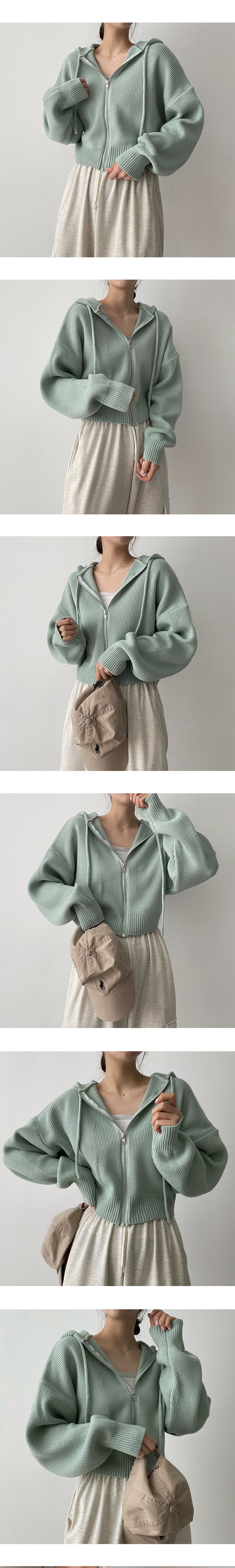 キャンディーニットウェアフードジップアップ / candy knitwear hooded zip-up