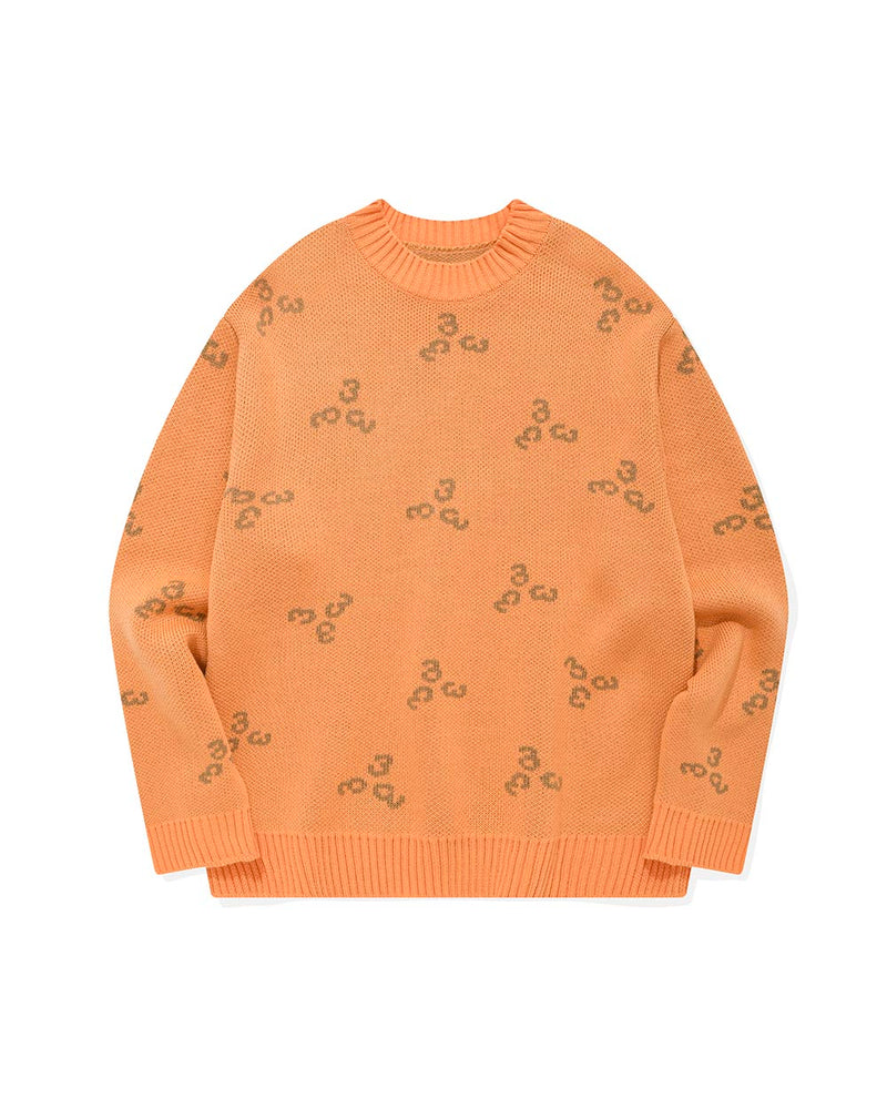 333 Pattern Knit Pullover/Orange (4622829977718)