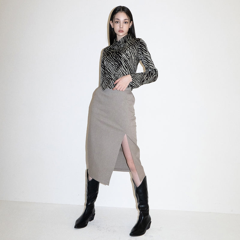 Sofi Wool Skirt (BEIGE)