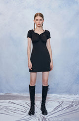 HIDE Shirring Halter Dress (Black) (6570999152758)