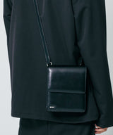 [Lサイズ]ミニマルバースクエアレザーバッグ＆マルチカードウォレット / [L size]minimal bar square leather bag & multi card wallet black