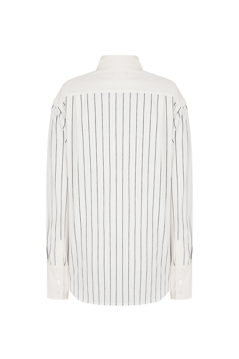 DOZI - Pinched Stripe Oversized Shirts _ Ivory