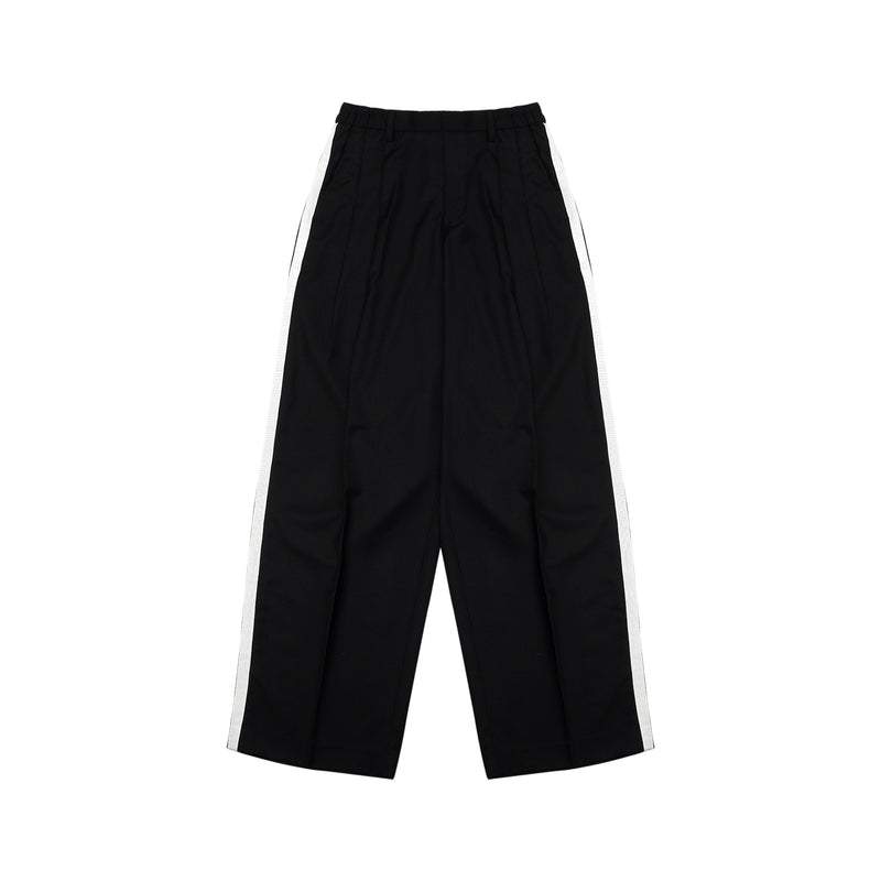 [UNISEX] Satin-Trimmed Racing Trousers (Black)