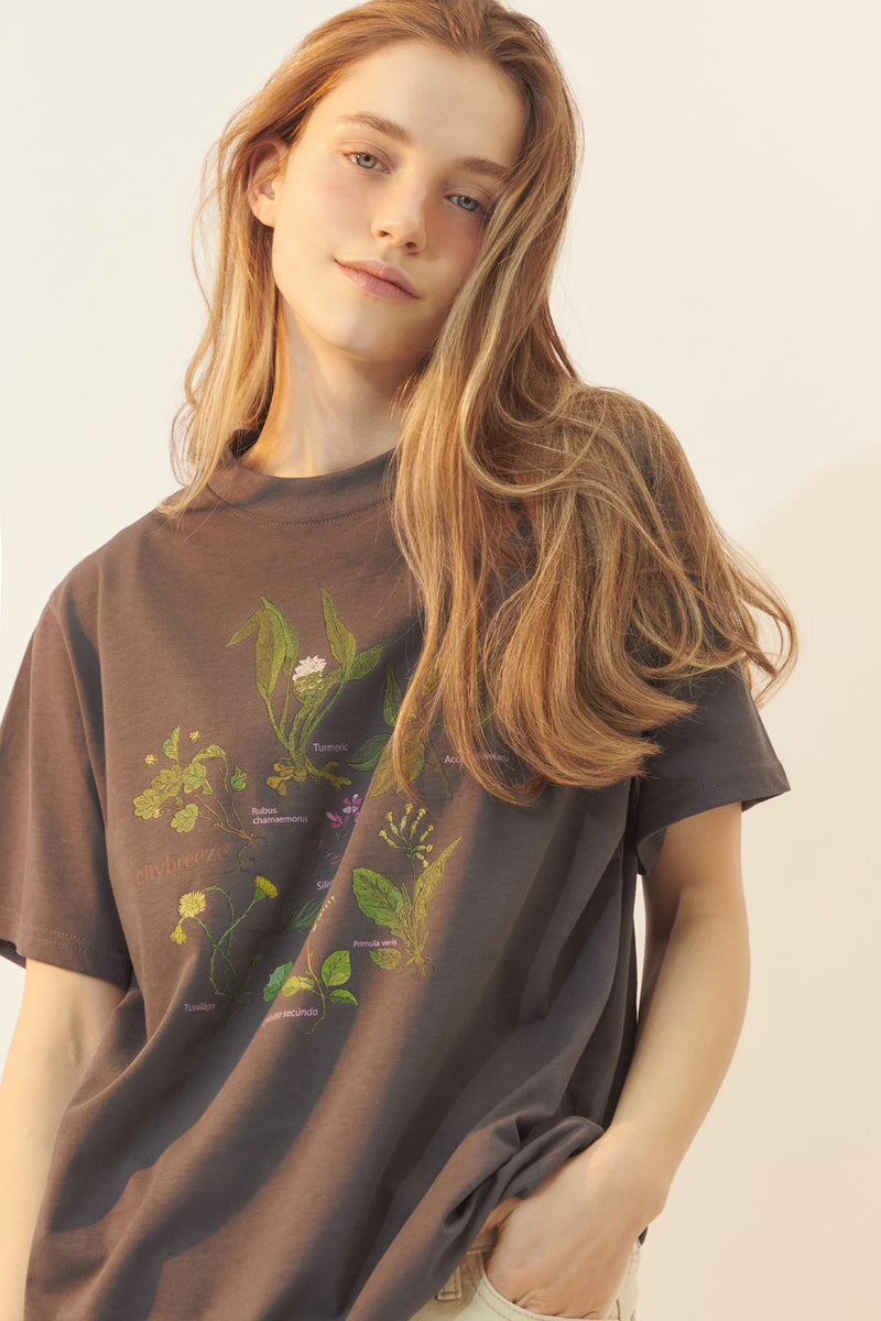 [BREEZE] Botanical Garden T-Shirts_CHARCOAL (CTD1) (6552352063606)