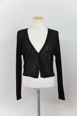 ONE BUTTON SEE THROUGH WAVE CROP CARDIGAN(WHITE, PINK, BLACK 3COLORS!) (6582696837238)