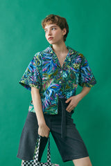 トロピカルクロップパジャマシャツ/TROPICAL CROP PAJAMA SHIRT (FOR WOMAN)_SWS3BL51GN