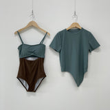 バイカラーツーピース水着セット チョコミント / Bi-color two-piece swimsuit set Chocolate mint