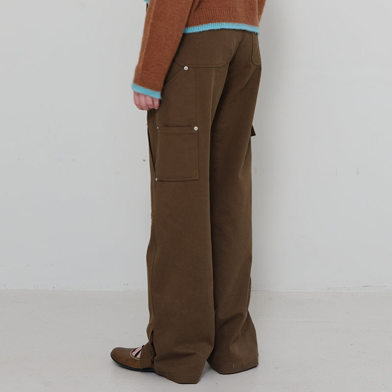 ボタンポケットワイドカーゴパンツ/Button Pocket Wide Cargo Pants [KHAKI]