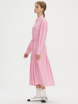 ボリュームスリーブコットンシャツドレス/Volume sleeve cotton shirts dress - Pink