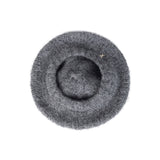 スタッズロゴウールニットベレー帽/Stud Logo Wool Knit Beret Darkgray
