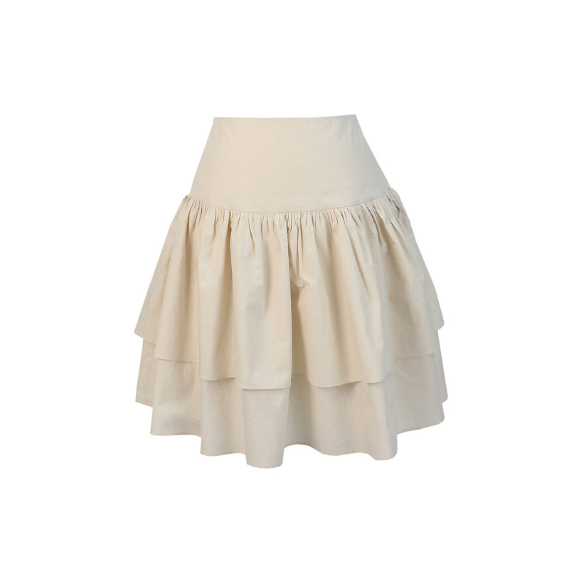 Floria shirring skirt (ivory) (6656433487990)