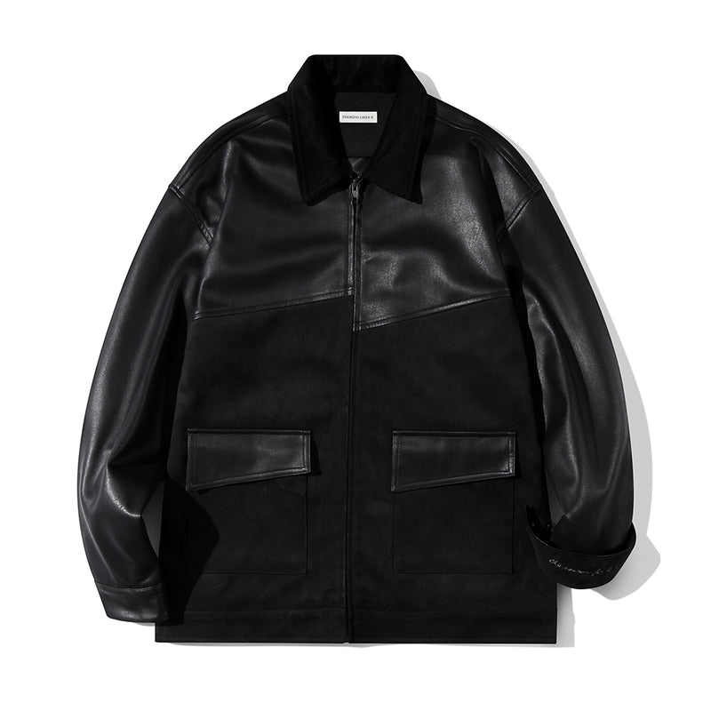 Semi Overfit Blending Leather Suede Jacket J16 Black (6604005179510)