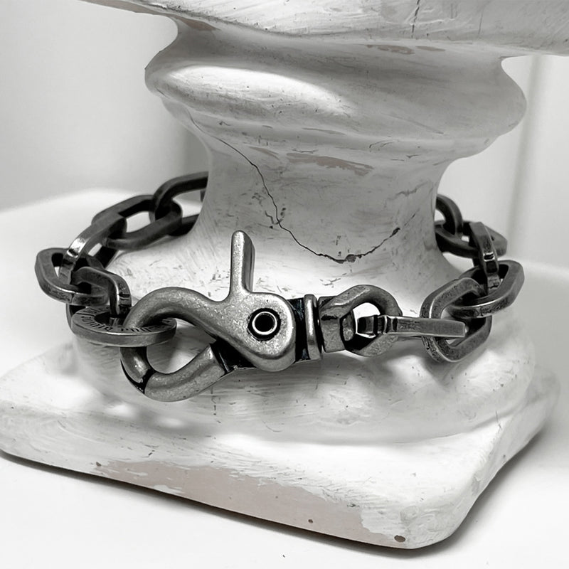 11mm ラウンド チェーン リンク ブレスレット / [BLESSEDBULLET]11mm round chain link bracelet_dark silver/silver
