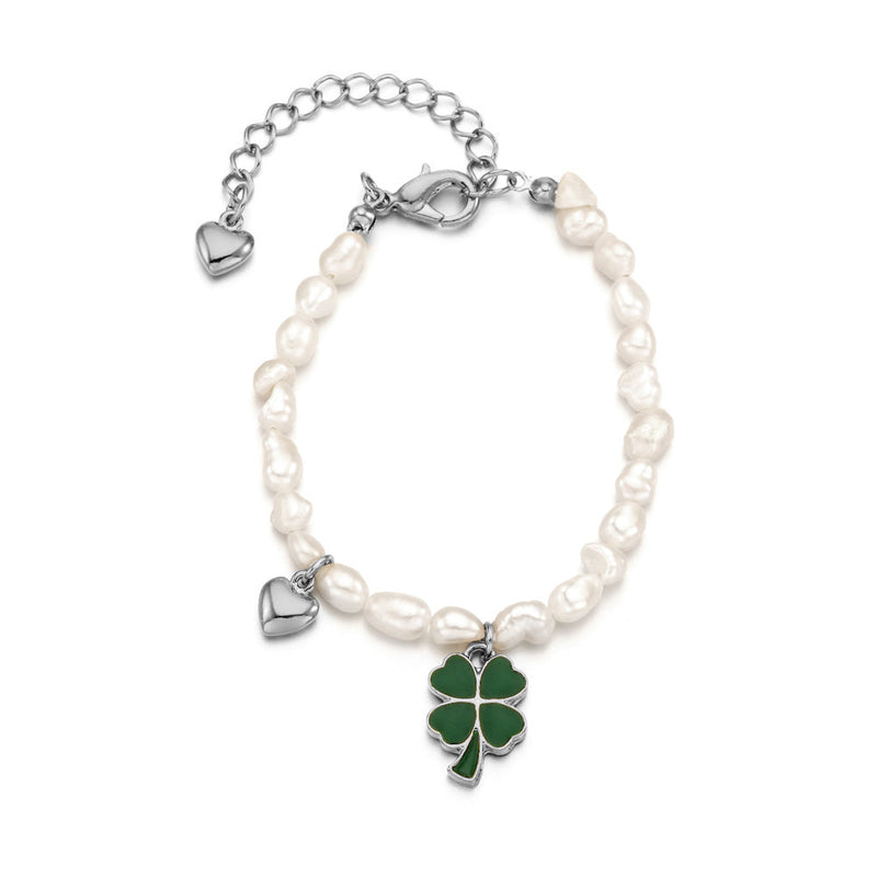 clover heart pearl bracelet