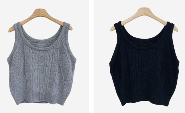 ディアビスチェスプリングツイストノースリーブニットベスト(3color) / Dia bustier spring twisted sleeveless knit vest (3 colors)