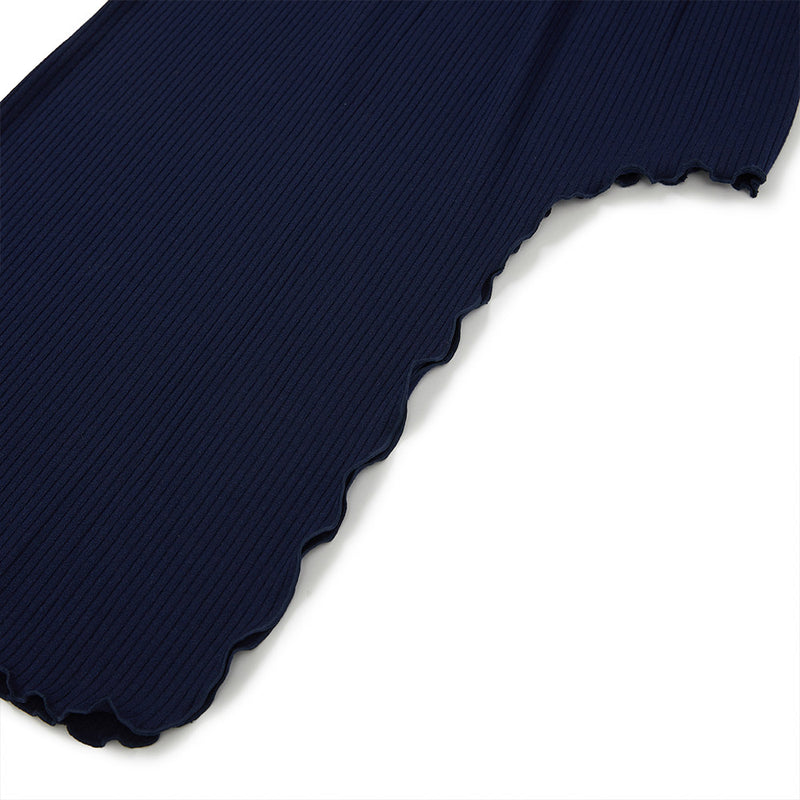 Side-off Midi Skirt [NAVY] (6638398046326)