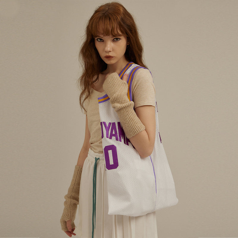 バスケットボールユニフォームアップサイクリングトートバッグ/Basketball Uniform Upcycling Tote-bag_Purple