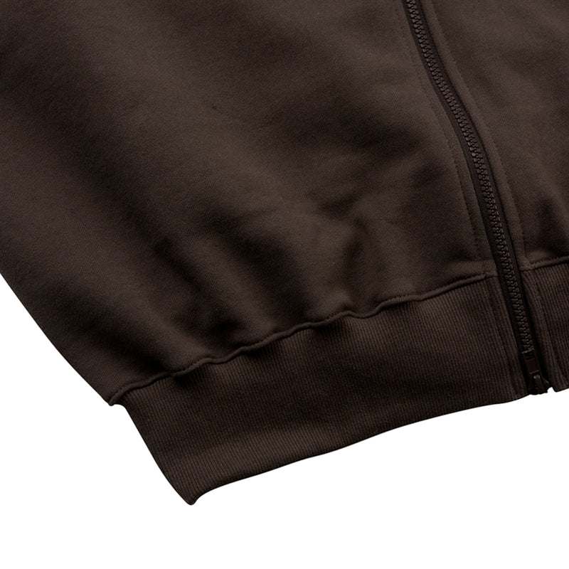 [UNISEX] Fleece-Back Cotton-Jersey and Padded Shell Zip-Up Sweatshirt (Dark Brown) (6656648380534)