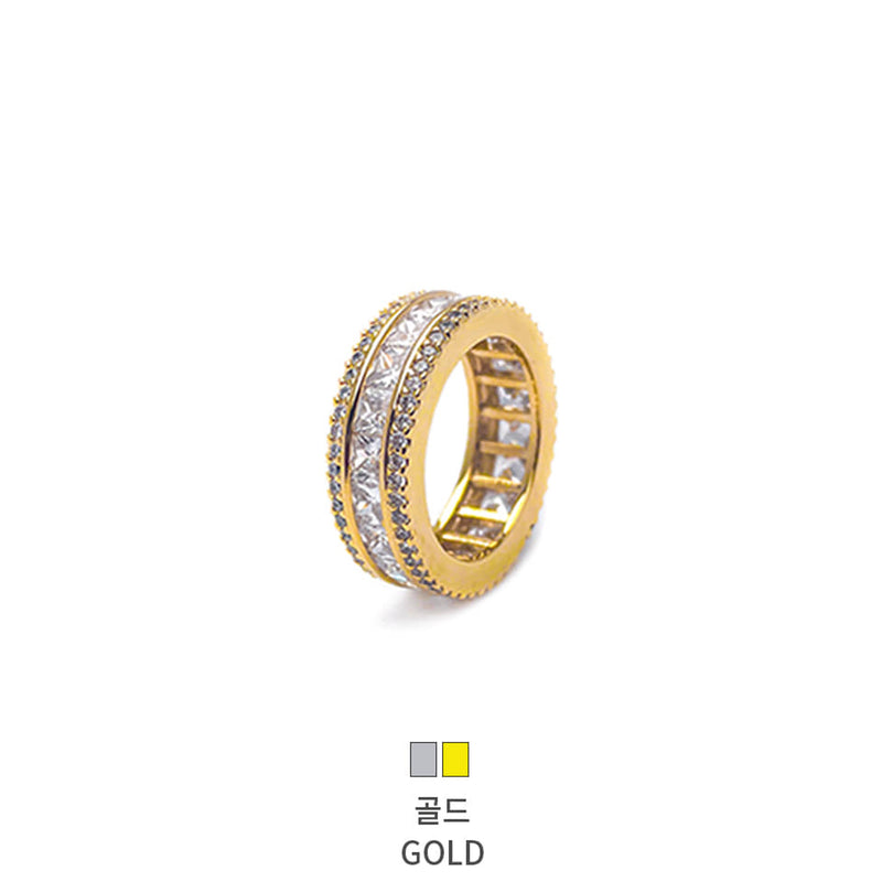 AAAダイヤクリスタル3ラインリングゴールド / [BLACKLABEL] AAA DIA Crystal 3-line ring gold (6688197836918)