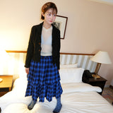 Blue check skirt
