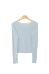 Roen Deep U-Neck Spring Slim Long-Sleeved T-shirt (3 colors)