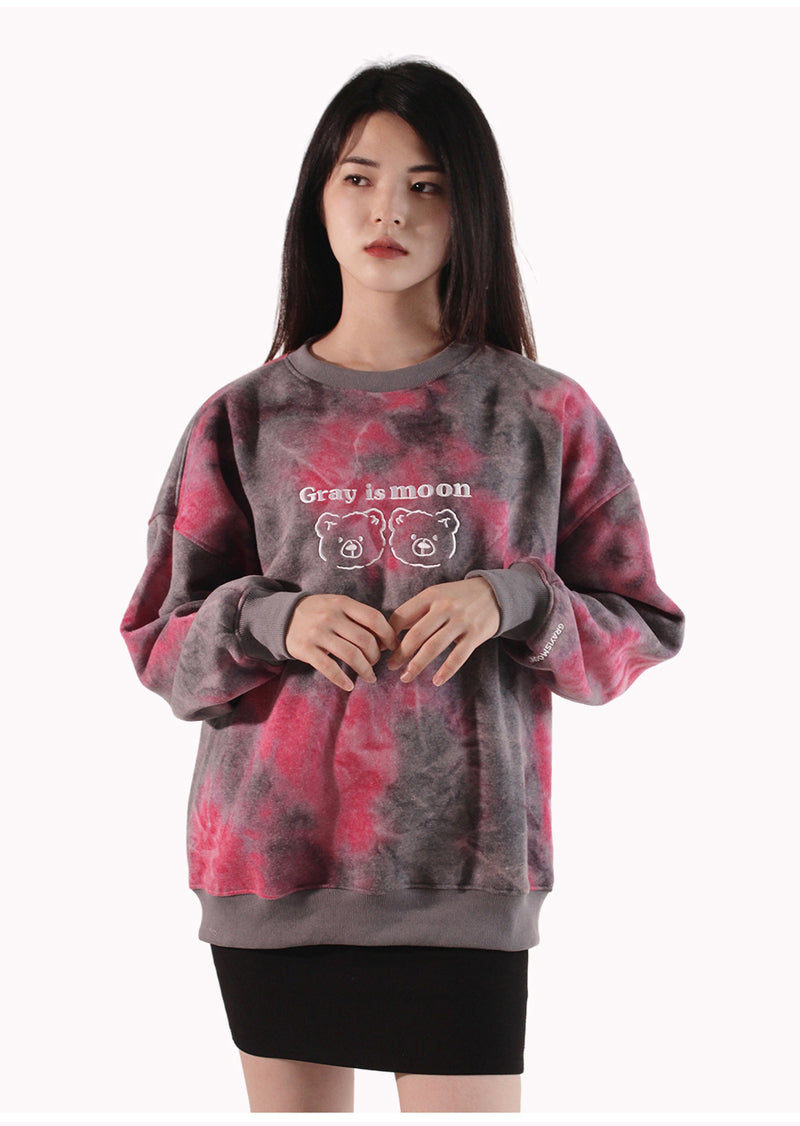 [tiedye] doublebear Sweatshirt - Pink (6636675793014)
